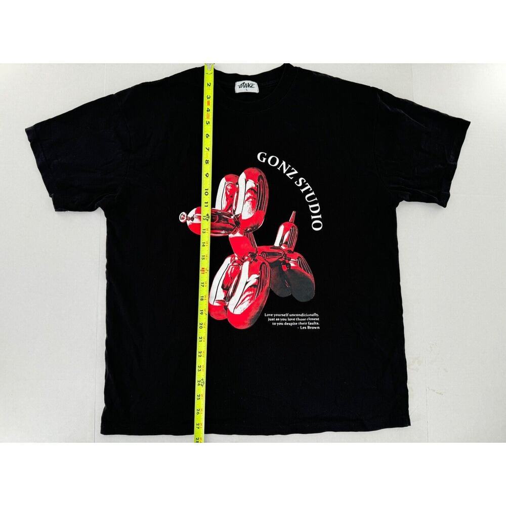 Vtg Gonz T Shirt Size Large Jeff Koones Balloon Dog Les Brown Black Grunge 90’s - Picture 5 of 9